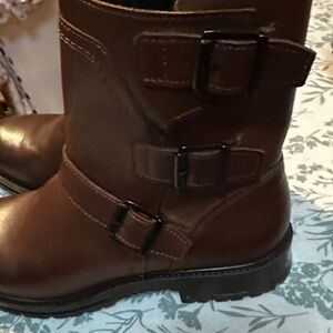 Brown Ankle Boots with Buckle Detail